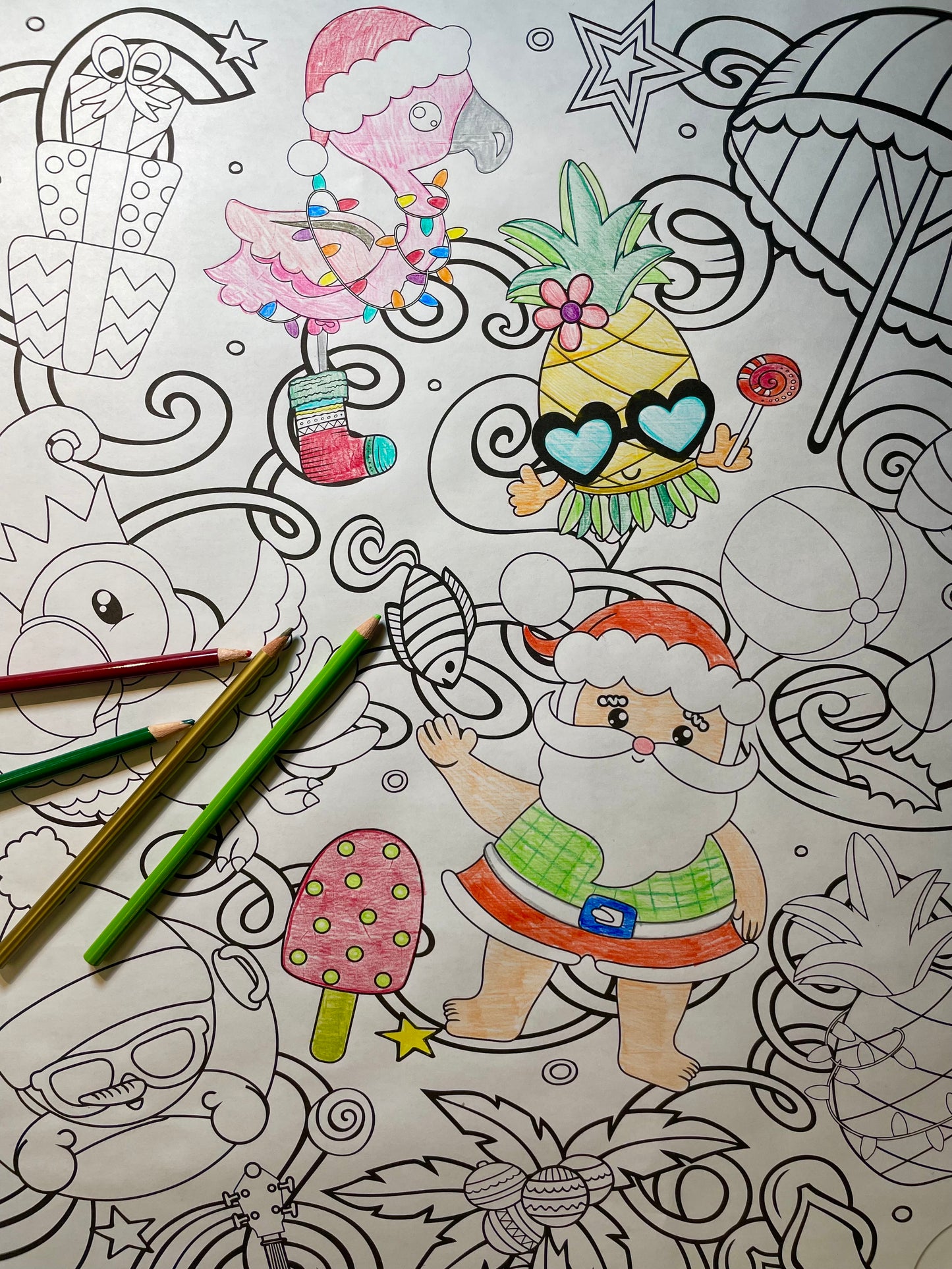 Classic Tropical Christmas Coloring Poster