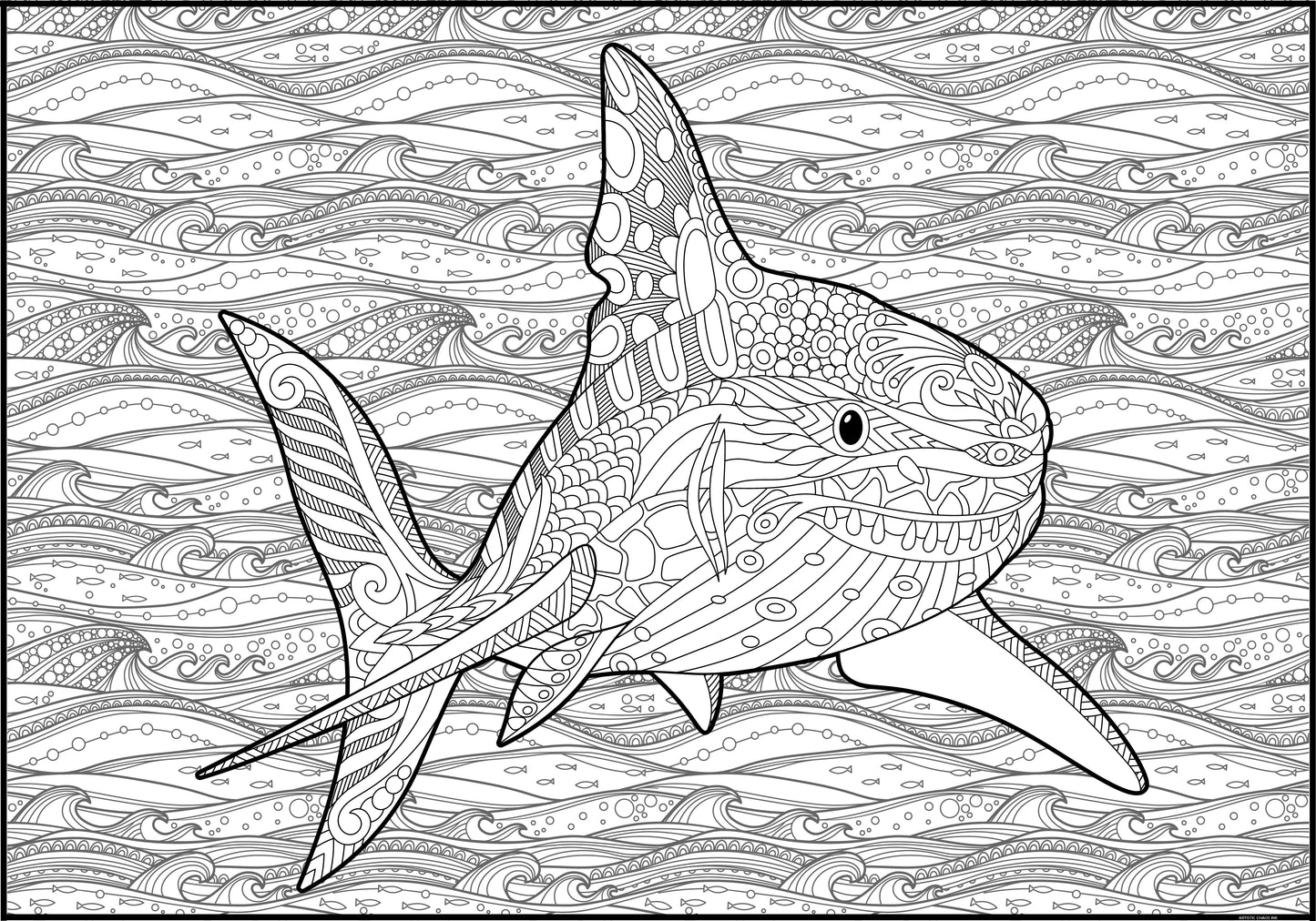 Premium Giant Shark Coloring Poster