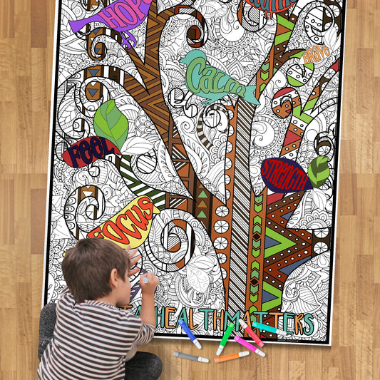 Mental Health Coloring Page - Premium Giant Poster for Wellness