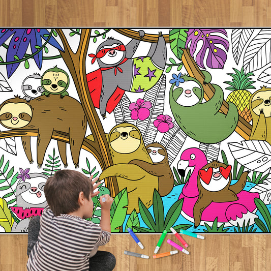 Silly Sloths Giant Coloring Poster
