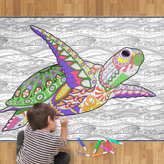 Premium Giant Turtle Coloring Poster