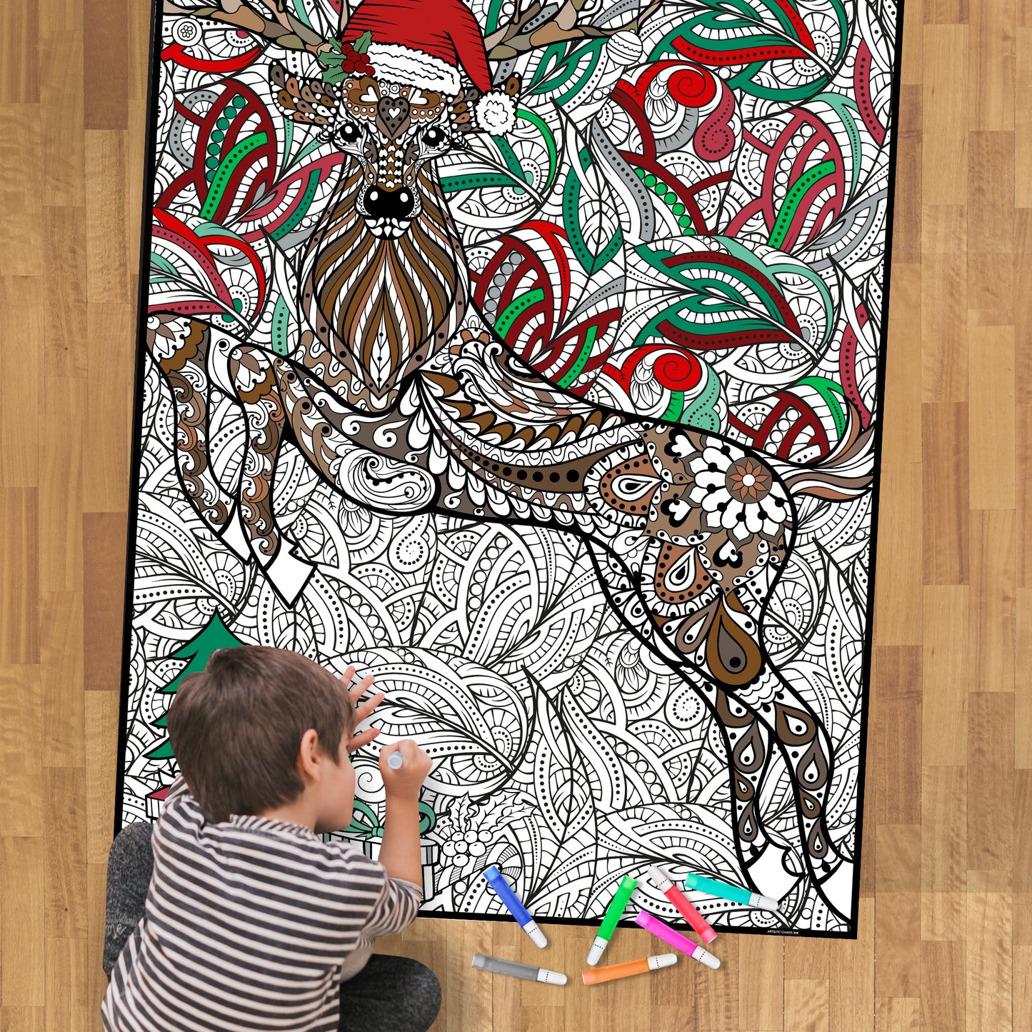 Premium Giant Christmas Deer Coloring Poster