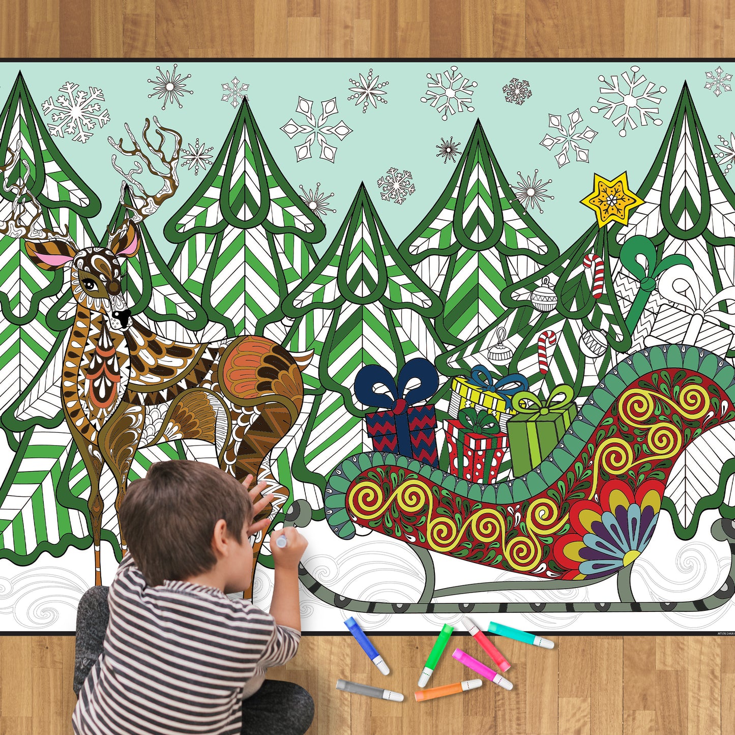 Premium Giant Sleigh Coloring Poster
