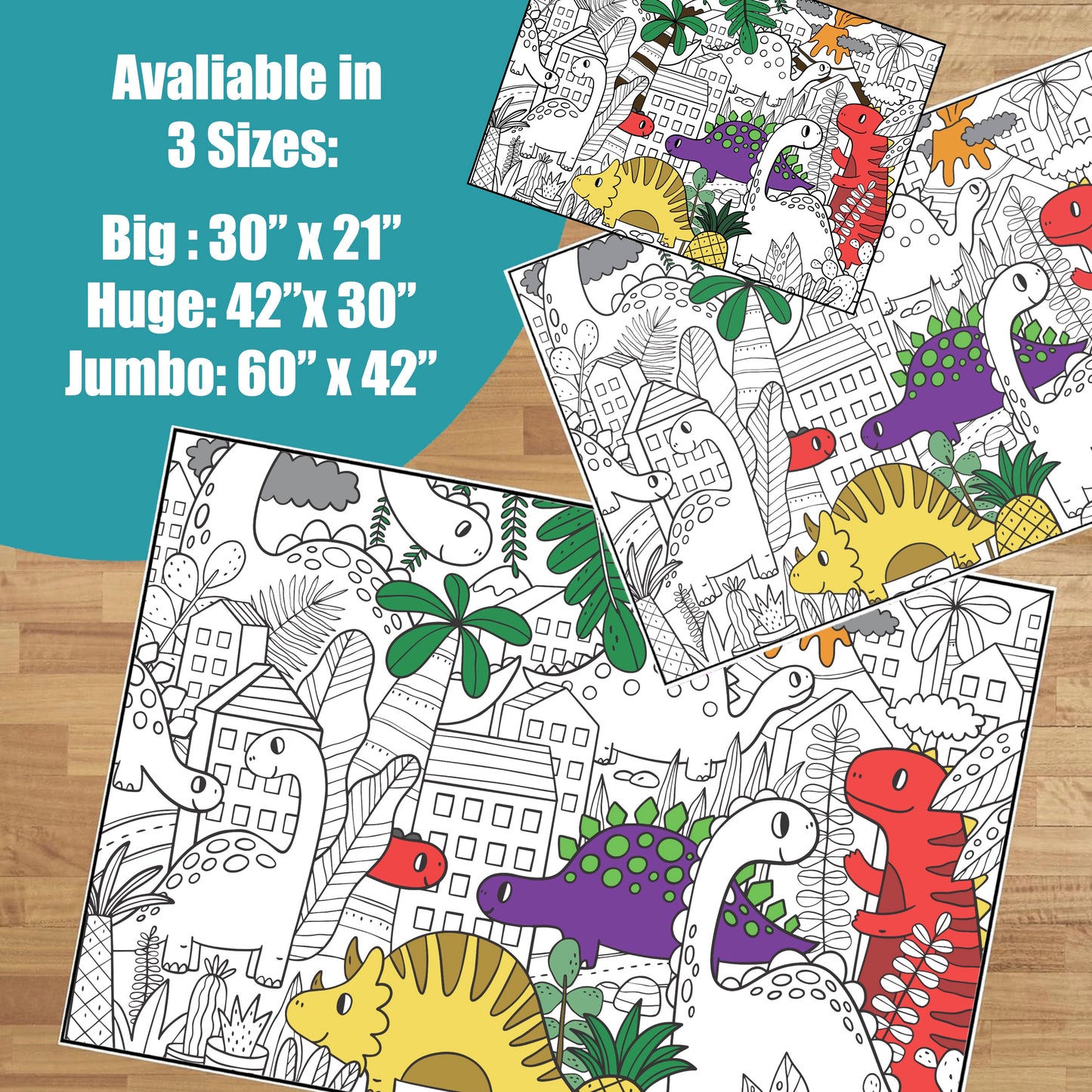 Premium Giant Dinosaur Coloring Poster