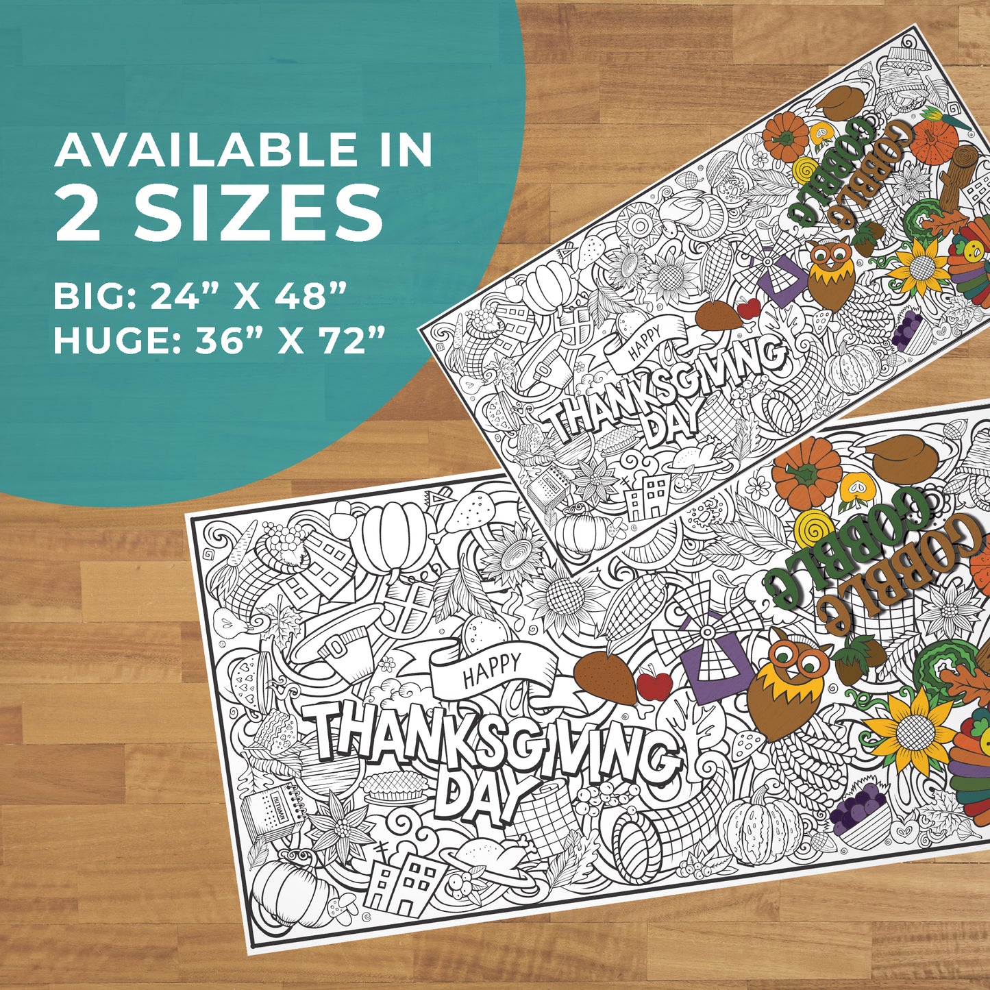 Classic Gobble Gobble Coloring Poster
