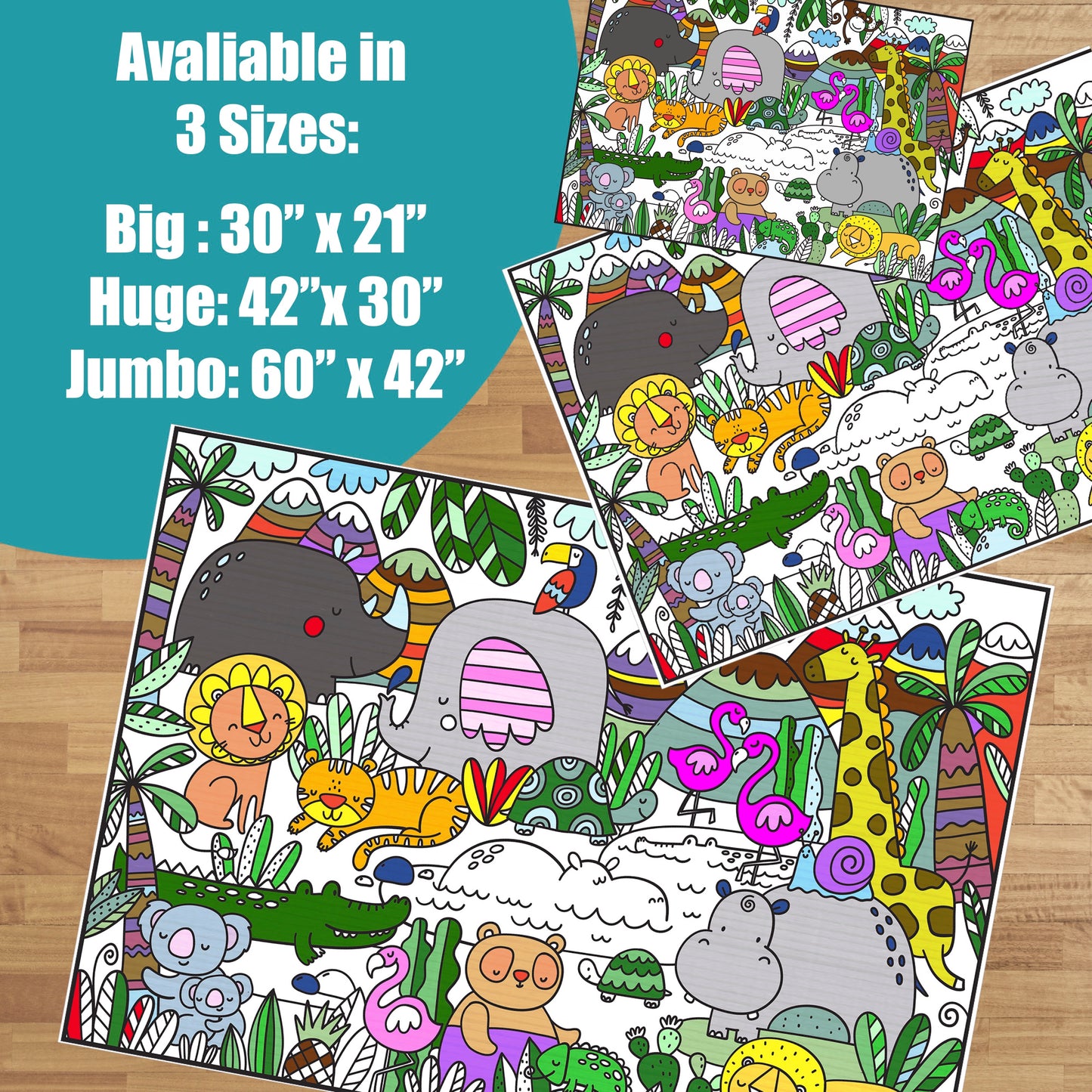 Premium Giant Jungle Coloring Poster