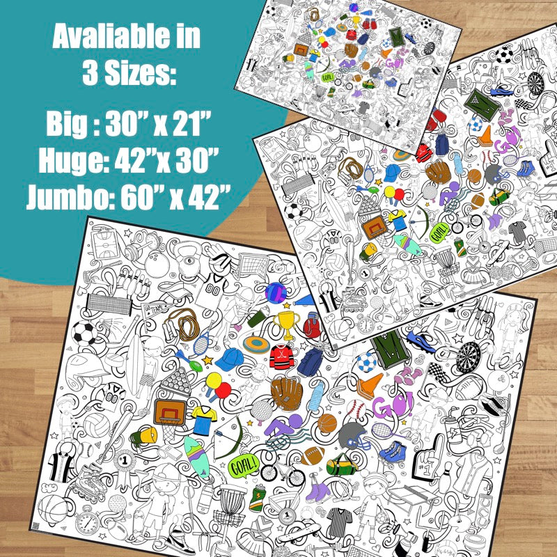 Premium Giant Sports Coloring Poster