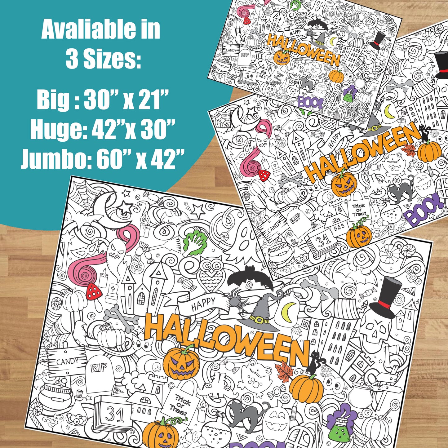 Premium Giant Halloween Coloring Poster