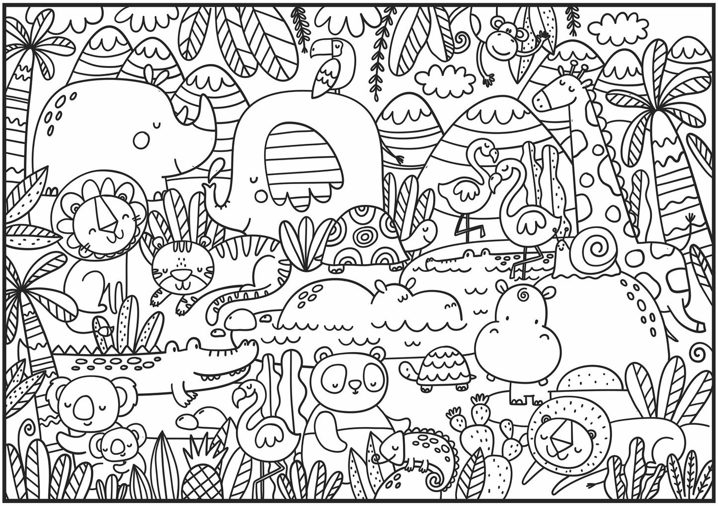 Premium Giant Jungle Coloring Poster