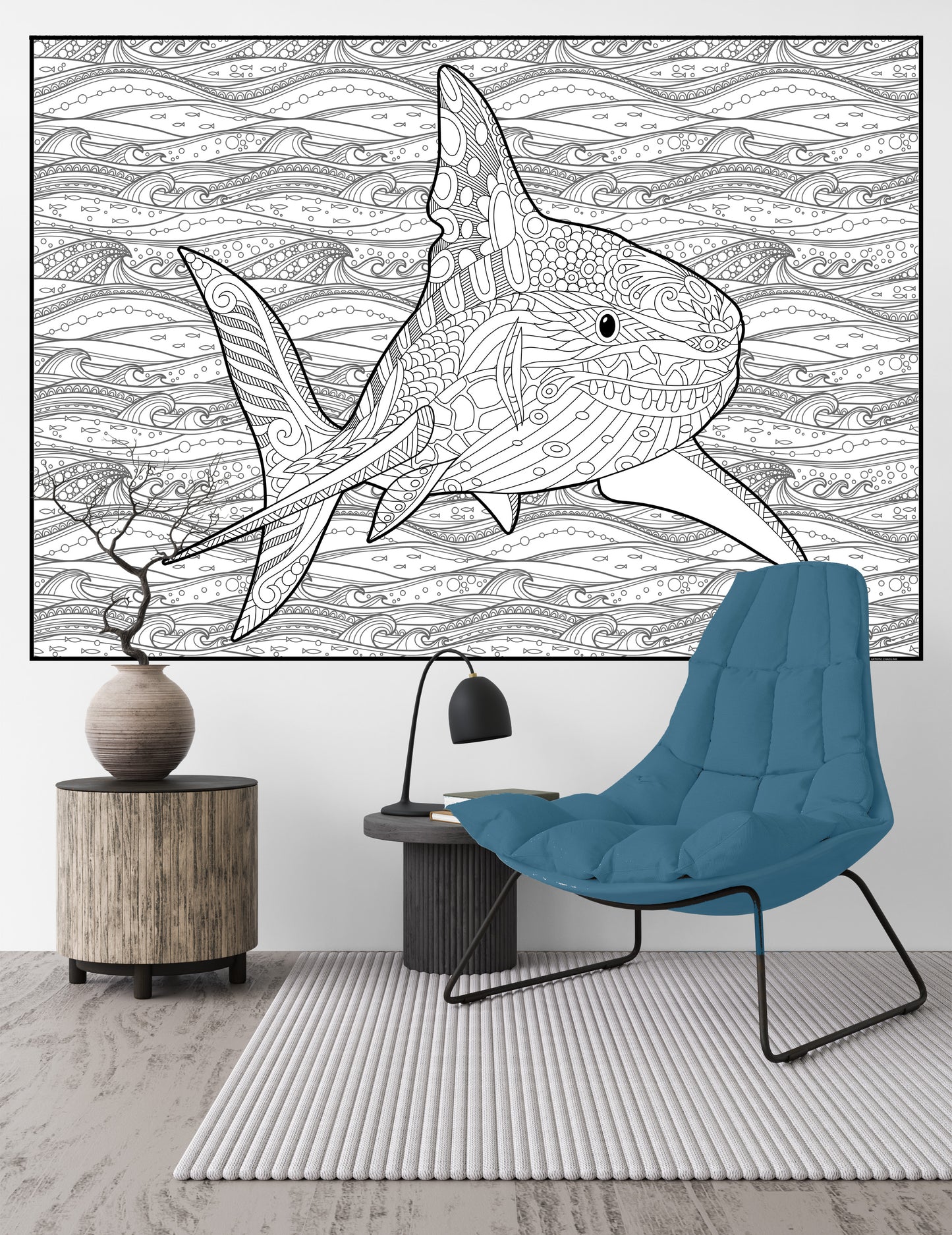 Premium Giant Shark Coloring Poster