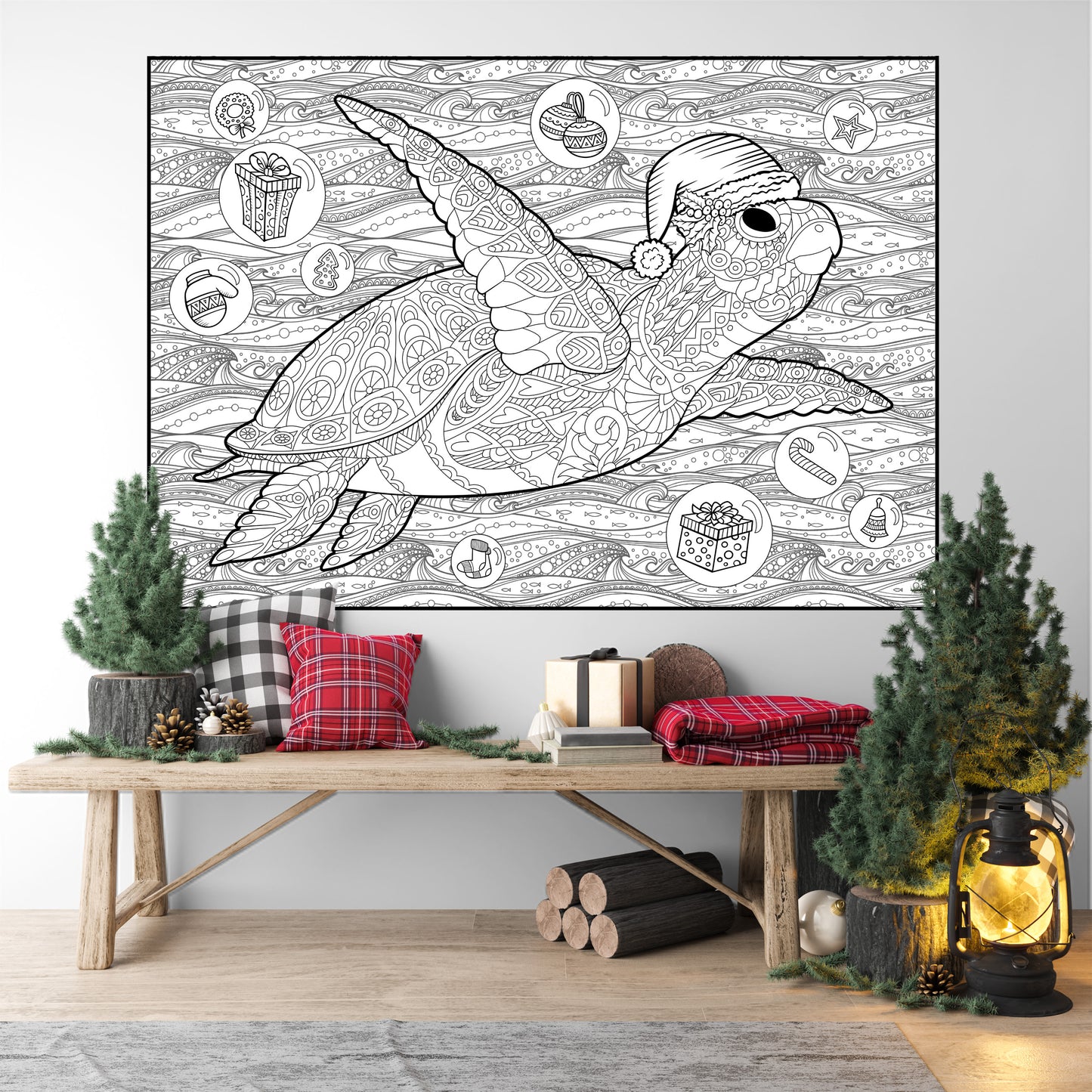 Premium Giant Christmas Turtle Coloring Poster