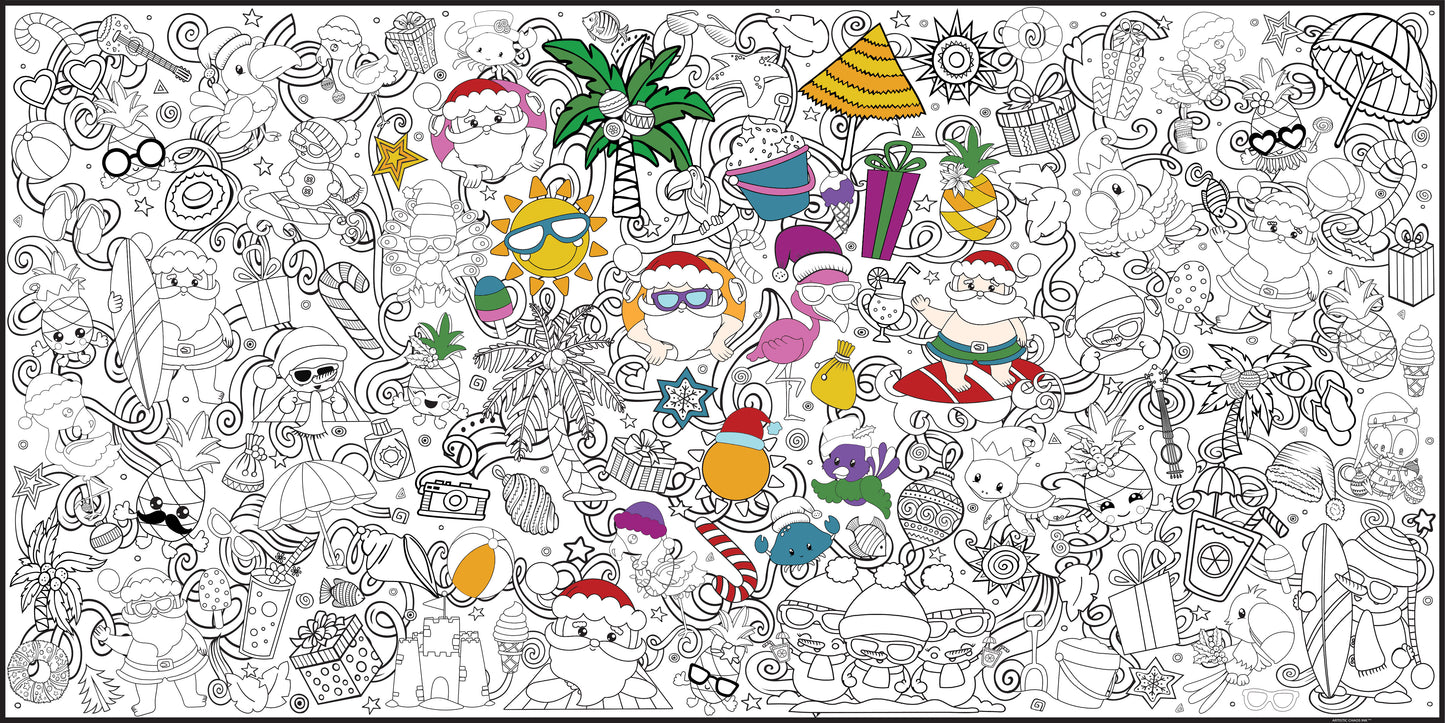 Classic Tropical Christmas Coloring Poster