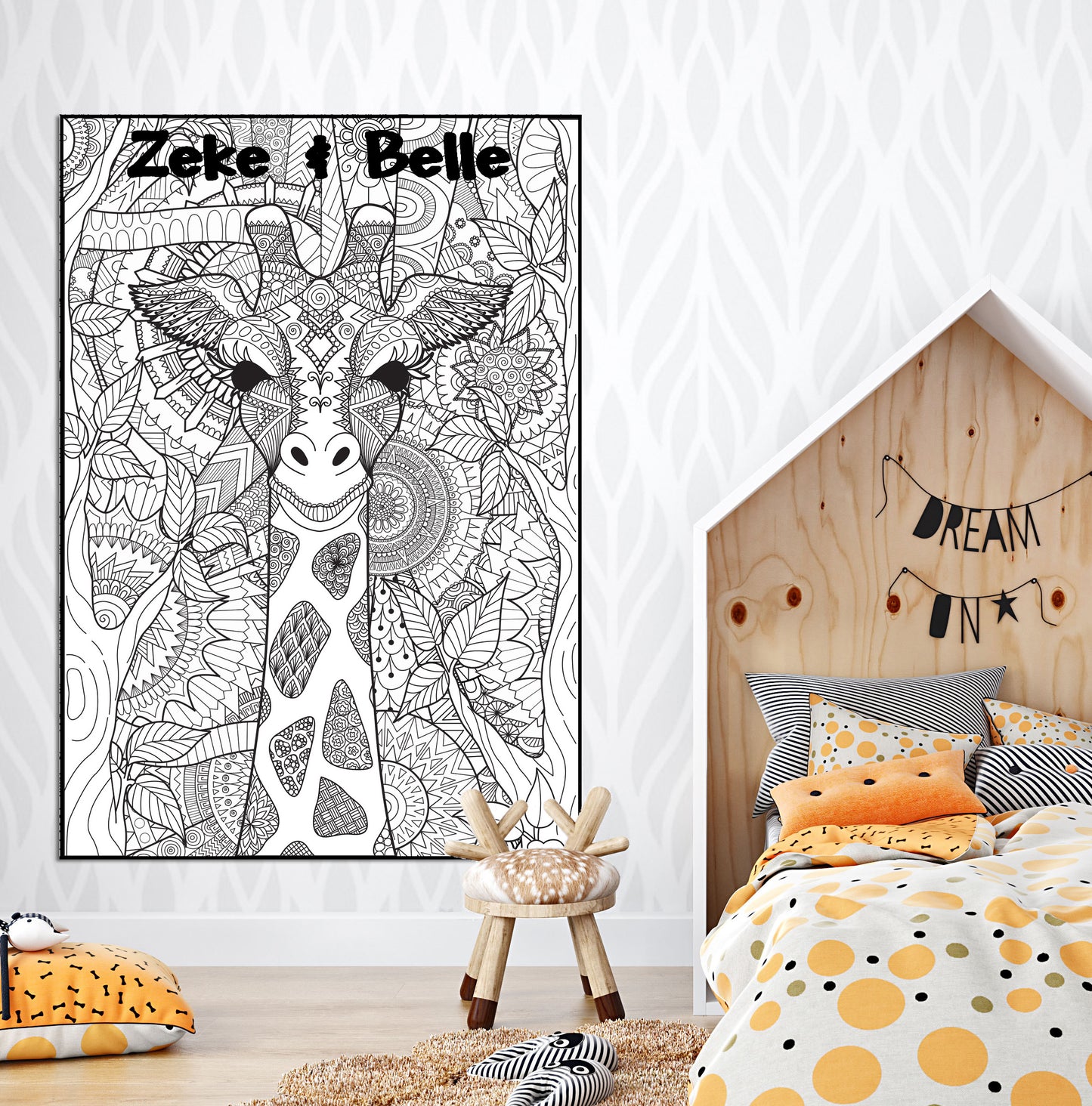 PERSONALIZED  Premium Giraffe Coloring Poster